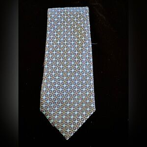 Geoff Nicholson Made in Italy Blue Circle Print Silk Tie